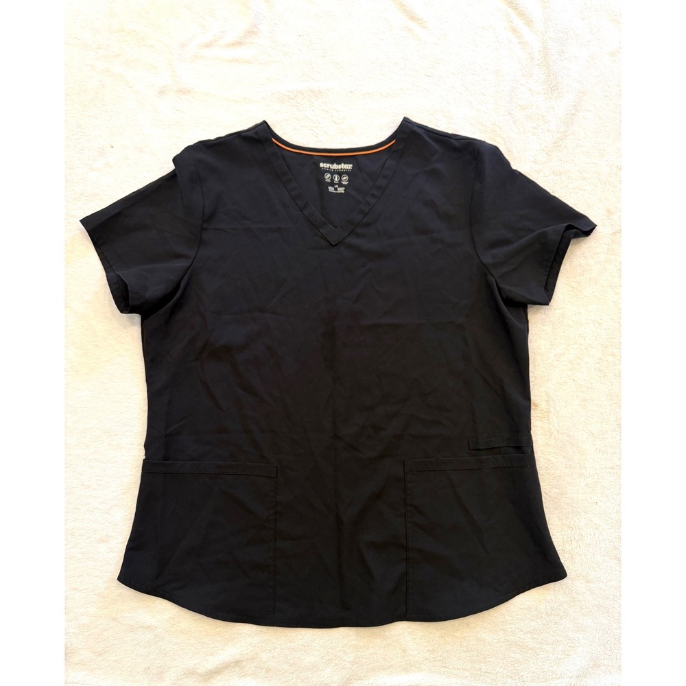 Scrubstar Premium Scrubwear Black V-Neck Scrub Top Large WM04T958